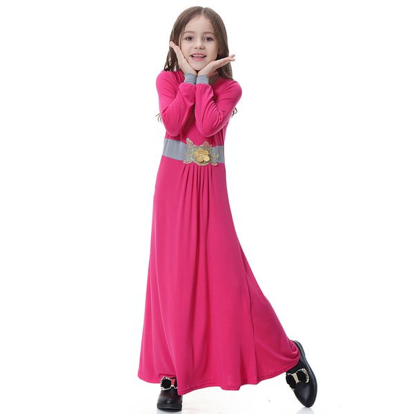 

new girls one-pieces sleepdress muslim solid color long-sleeves sleep gown yaa99, Red