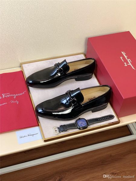 

19fw fashion pointed toe men genuine leather men shoes luxury designers casual male formal wedding dress shoes lisy1, Black