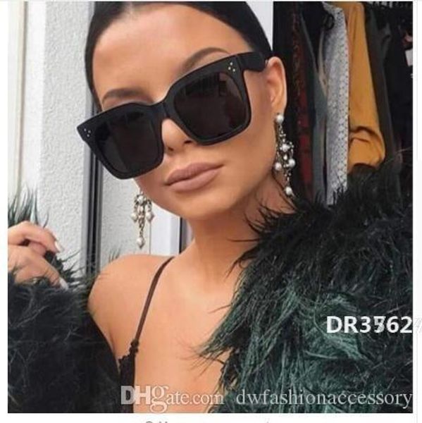 

2019 kim kardashian sunglasses lady flat eyewear lunette femme women luxury branded sunglasses women rivet sun glasse uv400dr37624, White;black