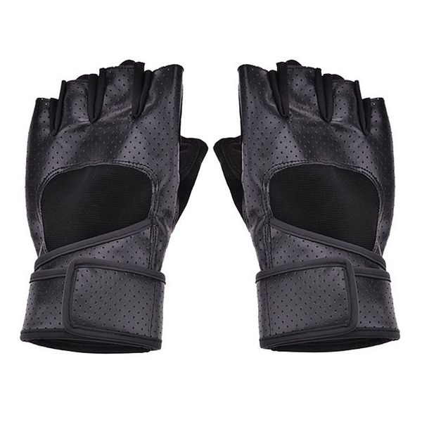 

men professional workout training workout fitness sports wristwrap weight lifting gloves (color: black