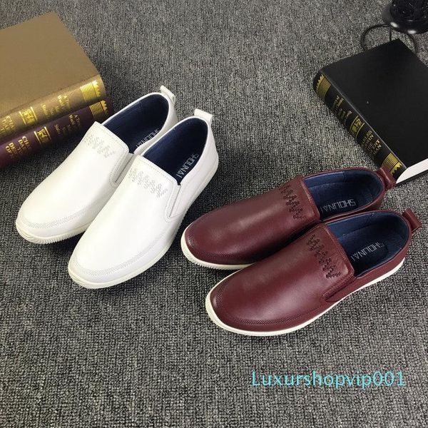 

factory directly wholesale new leather feet casual men's shoes fashion comfortable white shoes genuine leather089, Black