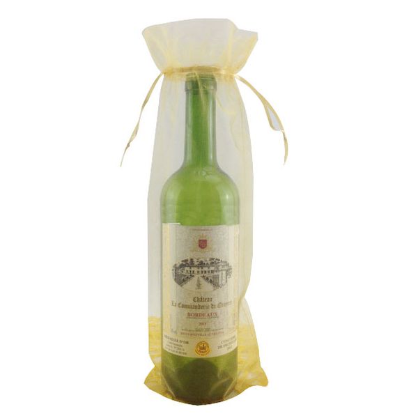 

10x gold bottle & wine organza favor gift bags 6.5x15 inch