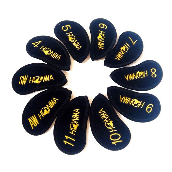 

10шт Honma Гольф Железный шлем Набор фланели с номером вышивки Golf Headcover