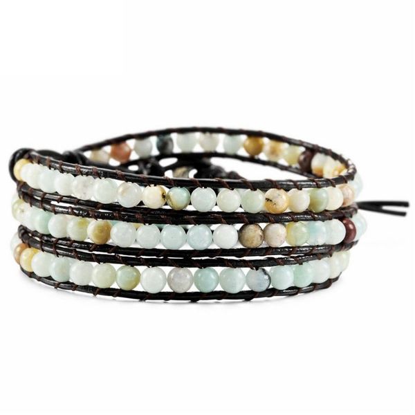 

multi-layer leather beaded bracelet adjustable cuff bead rope jewellery gifts, Black