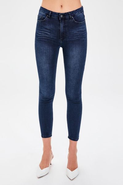 

trendyol navy blue normal waist skinny jeans twoaw20je0127