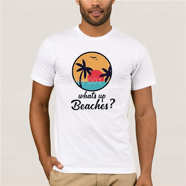 

men's white short sleeve t-shirt whats up beaches captan holt funny brooklyn 99 nine nine tv show men's t-shirt, White;black