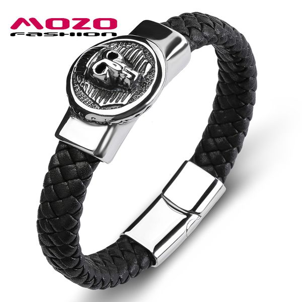 

fashion bangle trendy men egypt skull bracelet leather stainless steel simple bracelets man collocation punk cuff jewelry ps2136, Golden;silver