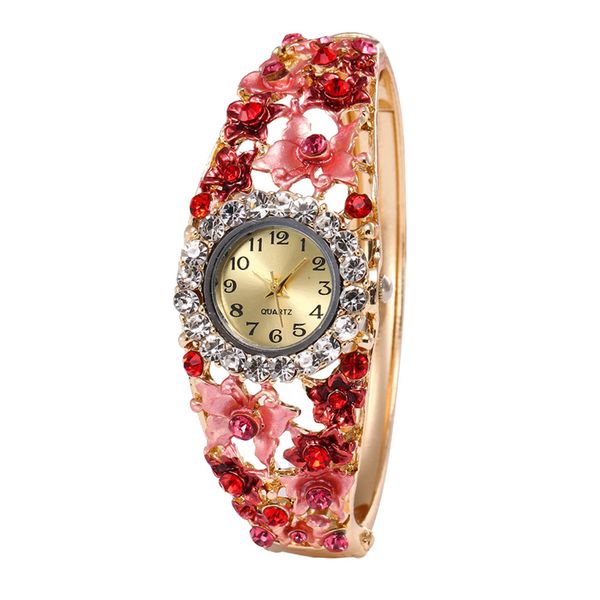 

women round full diamond bracelet watch analog quartz movement wrist watch round for female summer spring colorful lady, Slivery;brown