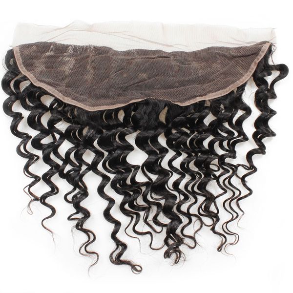 

emilee deep wave 13x4 lace frontal closure pre-plucked natural hairline indian remy hair closure with baby hair, Black