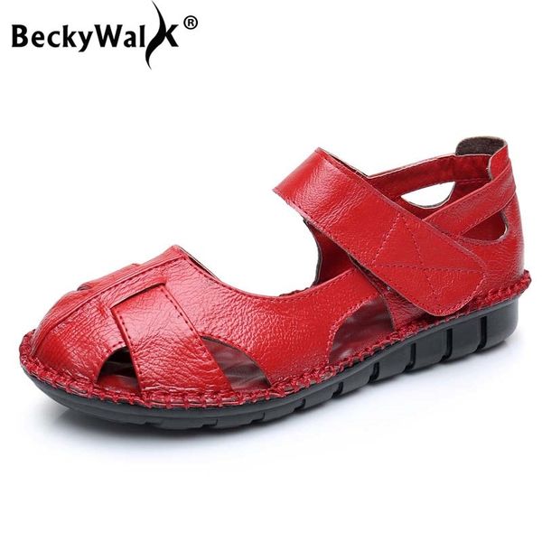 Beckywalk Cow Leather Women Sandals Summer Shoes Women Comfortable