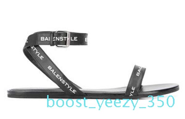 

2019 ladies flat sandals designer design slide female slippers gladiator leather ladies drag letter decoration b35, Black