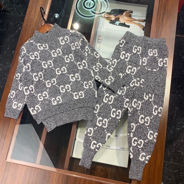 

Kid boy girl crochet knitted jumper pullover woolen pant baby fa hion winter knitting 2pc et children retail clothe, White