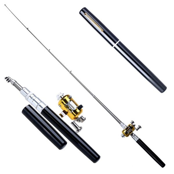 

portable pocket telescopic mini fishing combo pole pen shape folded reel wheel combination set with rod of fishing