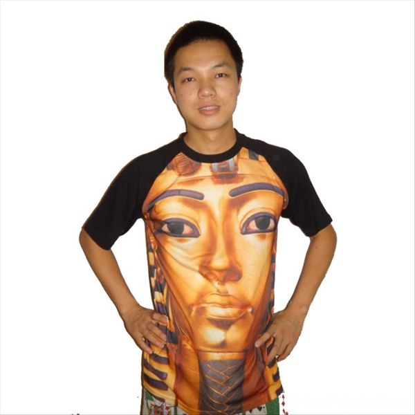 

men's printed t-shirt hip-hop round collar egyptian french printed leisure blue student base shirt men's, White