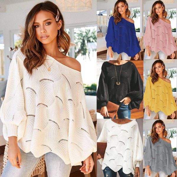 

2020 fashion sweaters for women plus size loose sweater casual knitted pullover female irregular clothing long sleeve pullovers, White;black