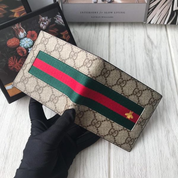 

wallet designer card holder tote wallet leather luxury men short wallets for women men snake bee tiger coin purse clutch bags with box, Red;black