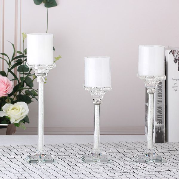

creative glass crystal candle holder europe glass candlestick home decoration crystal pillar candle stand wedding candelabra