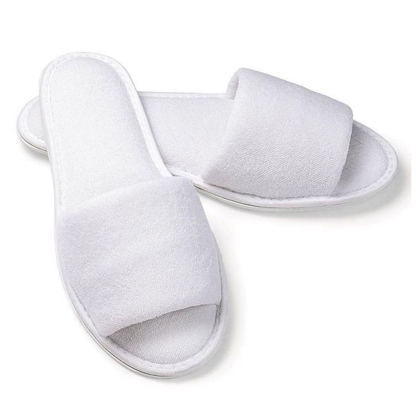 

new 5 pair white towelling l disposable toe slippers terry spa guest party shoes, Black
