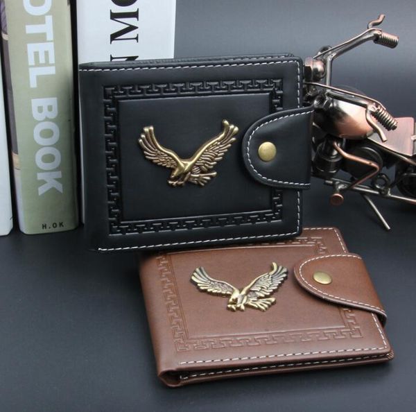 

5pcs wallets men pu short eagle vintage clutch wallet brown black, Red;black