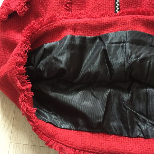 

2020 runway designer skirt women's lion buttons tassel wool tweed mini skirt, Black