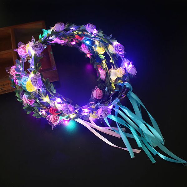 

led light headband hoop head ring hair accessories hawaiian flash garland holiday celebration headwear party gift