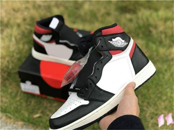 

2019 authentic 1 og high black gym red mens basketball shoes black gym red white sail 555088-061 outdoor sports sneakers 12