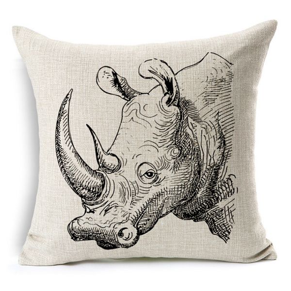 

deer set cushion without core custom cotton linen decorative throw pillows&rhino&animal sofa chair cushions home deco 45*45cm