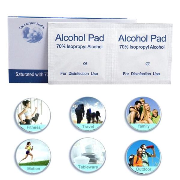 

alcohol wipe pad sterilize swab sachet antibacterial tool cleanser wet wipes 100pcs/lot 75% alcohol prep swap antiseptic skin cleaning care