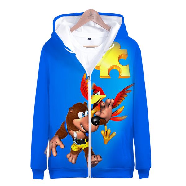 

aikooki new arrival banjo-kazooie 3d zipper hoodies men/women fashion casual harajuku banjo-kazooie anime zipper sweatshirt top, Black