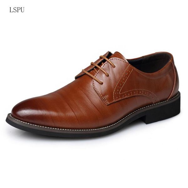 

big size 38-48 oxfords leather men shoes fashion casual pointed formal business male wedding dress flats wholesales, Black