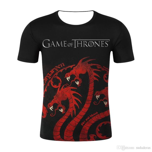 

песня льда и огня игры 3d thrones дизайнер футболки мужские женщины подростковая одежда тройники с короткими рукавами tops, White;black