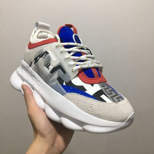 

New luxury chain reaction brand men de igner hoe trainer ca ual ace hoe lightweight chain linked rubber de igner neaker ize 35 45