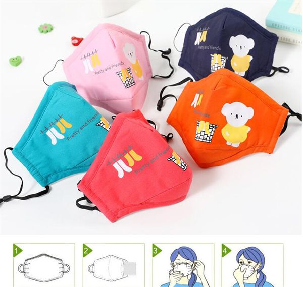 

kids face mouth mask reusable breathable cotton protective children kid cartoon cute pm2.5 with 2 pcs filter