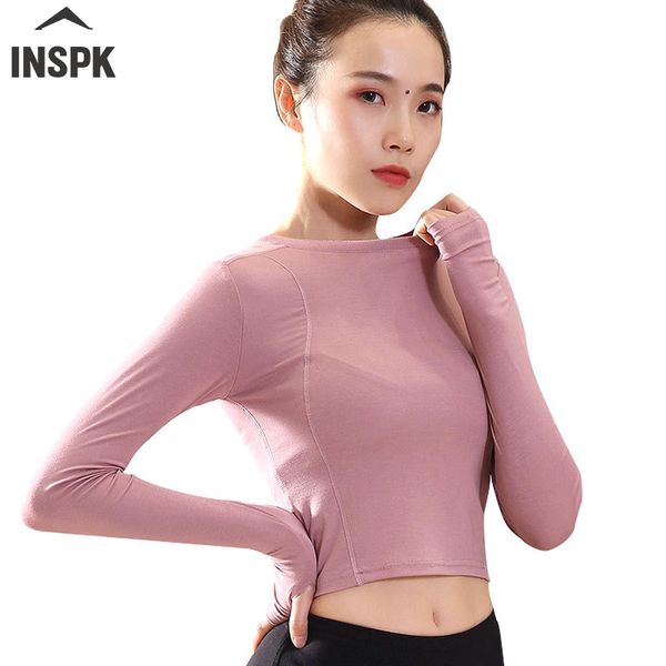 

inspk yoga black pink green sport fitness women,polyester long-sleeved female fitness t-shirt for running yoga, White;red