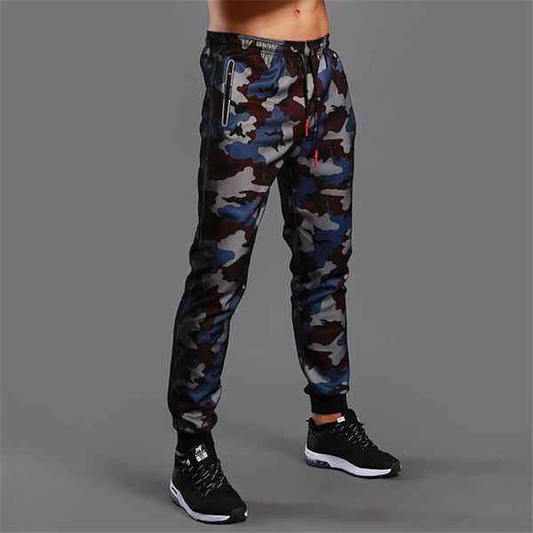

camouflage men's sports pants fitness gym pants bodybuilding workout sweatpants sport running training trousers, Black;blue