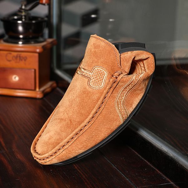 

casual men shoes designer men loafers green green fashion shoes male rubber bottom lazy plus size 38-48 flats footwear, Black