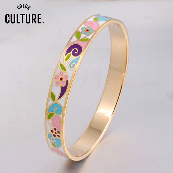 

fine jewelry colorful clothing jewelery 10mm wide flower bracelet bangle for women high-grade steel jewelry holiday gifts, Black