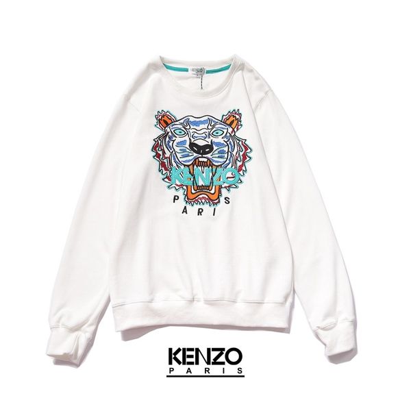 

embroidery tiger head sweater man woman long sleeve o-neck pullover hoodies sweatshirts jumper black white
