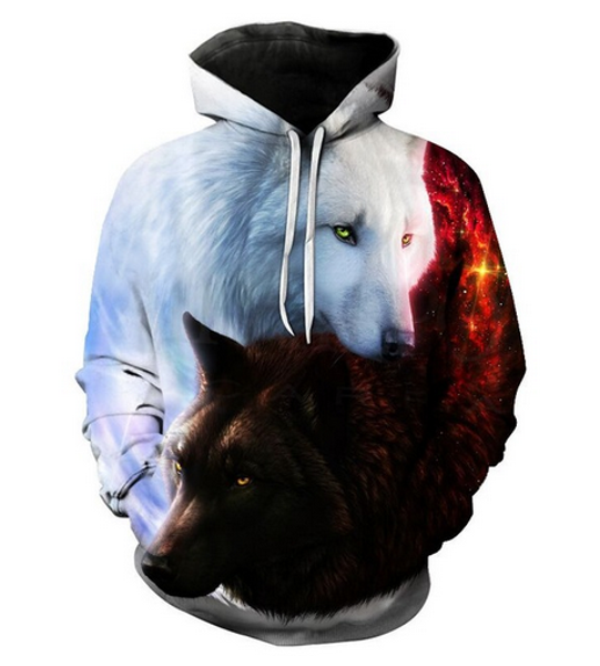 

new fashion sweatshirt men / women 3d hoodies print wolf slim stylish hooded hoodies lms087, Black