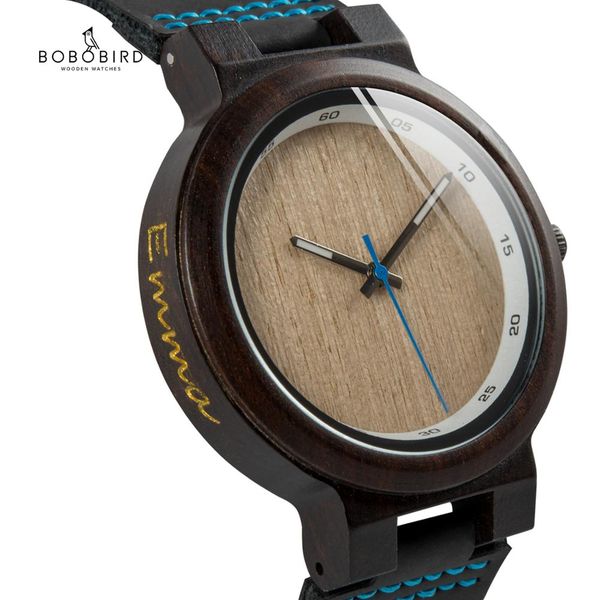 

bobo bird customize watch engrave golden name on wood case relogio masculino waterproof wristwatch leather band christmas gift, Slivery;brown