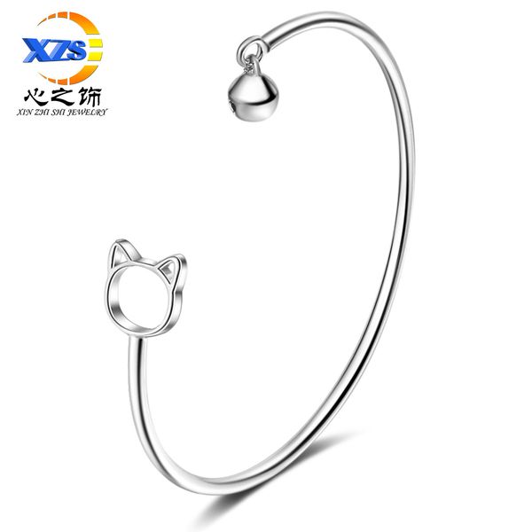 

cat bells bracelet womens opening cute smaller design simple personalized small fresh bracelet accessories, Black