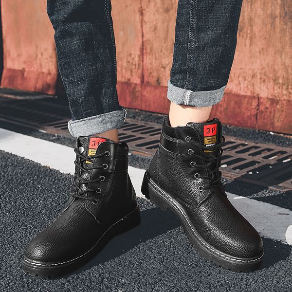 

new fashion high help boots genuine leather spring and autumn men's boots and men's, Black