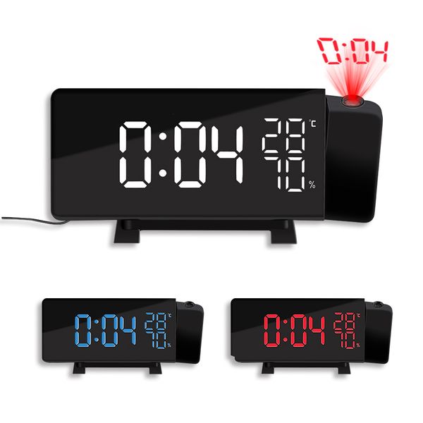 

1pcs led digital projection alarm clock temperature desk time date display projector calendar usb led deskcharger clock