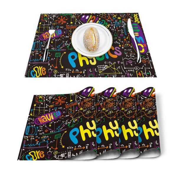 

physics science academic algebra formula printed cotton linen kitchen placemat dining table mat pads cup mats home decor