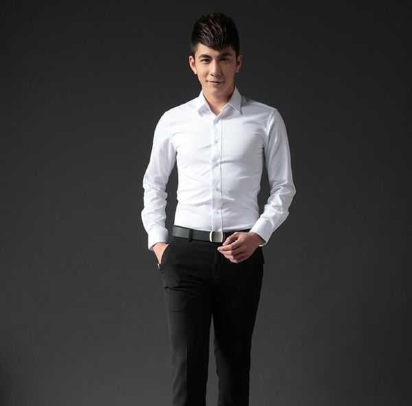 

2020 new pl87568 classical dress shirt male men's spring autumn short sleeve solid formal business men social shirts, White;black
