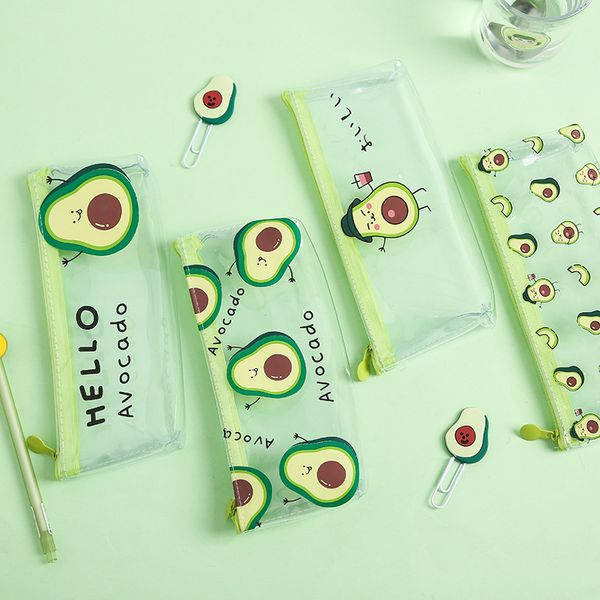 

avocado series transparent portable pencil bag stationery storage organizer bag school supply student prize