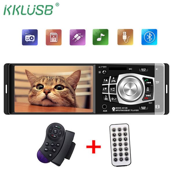 

1 din car radio auto audio stereo autoradio bluetooth support rear view camera usb steering wheel remote control 4012b