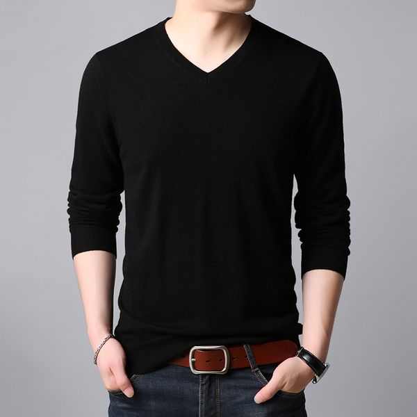 

v-neck thin men knitted sweaters slim solid big boy pullover sweater england style blue black red men knit wear coat, White;black