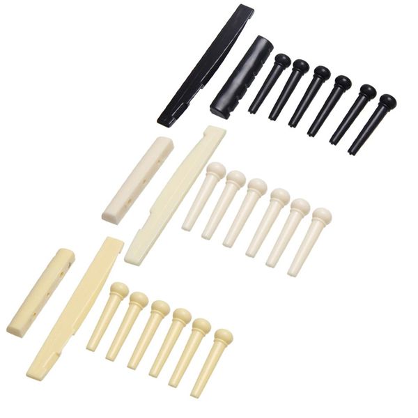 

1set 6 string guitar bone guitar bridge pins saddle nut ivory acoustic guitar bridge pin cattle lp tailpiece tremolo 3 color