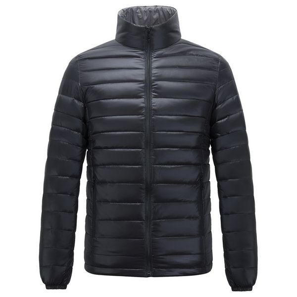 

2019 autumn winter puffer duck down jacket ultra light men 90% coat waterproof down parkas fashion mens collar outerwear coat, Black